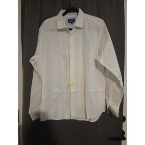 Tallia Est. 1893 White Woven Dress Shirt, Men's L 16.5‎ Button Down, Long Sleeve
